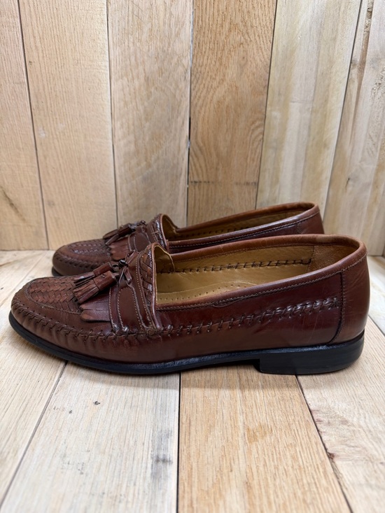 Vintage Giorgio Brutini Mens Brown Leather Woven Tassel Loafers SlipOn Sz 9.5 D main image 9